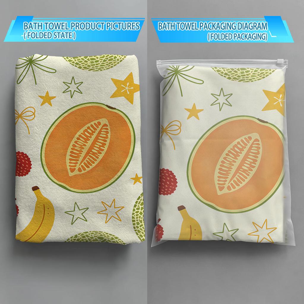 Summer Fruits Print Towel Sports Quick-Drying Super Absorbent Camping Towel Soft Lightweight Gym Swimming Yoga Beach Towel