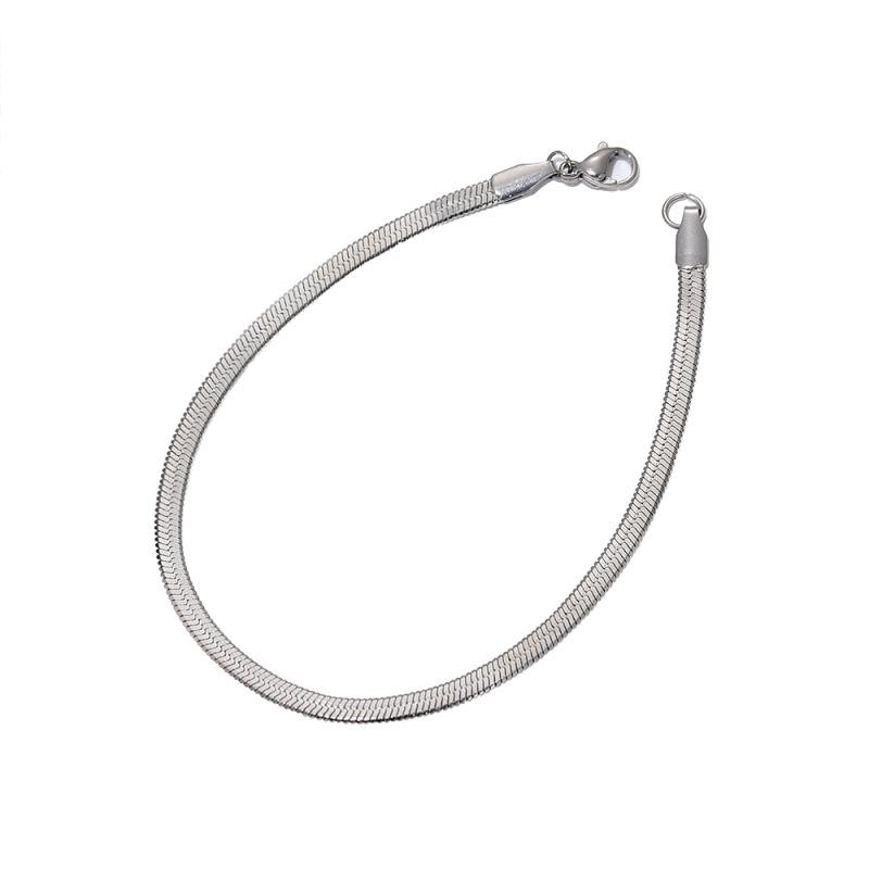 

Позолоченный браслет на ногу из нержавеющей стали с плоской цепочкой-змейкой — доступны варианты 3 мм и 4 мм для модных женщин