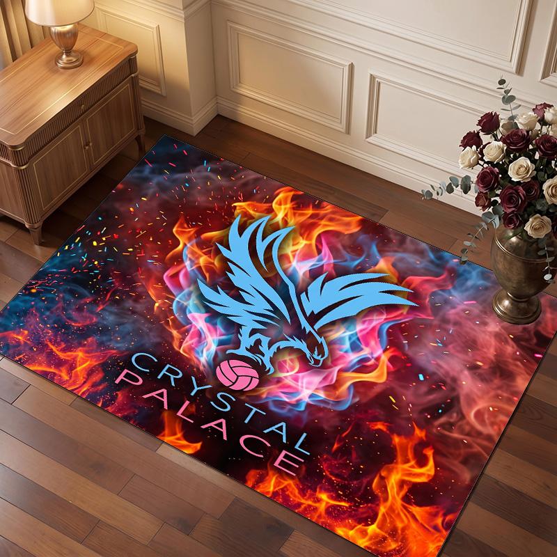 Tappeto in Velluto di Cristallo con Stampa del Crystal Palace Football, Comodo Assorbente d'Acqua Antiscivolo Tappeto per Pavimenti Interni