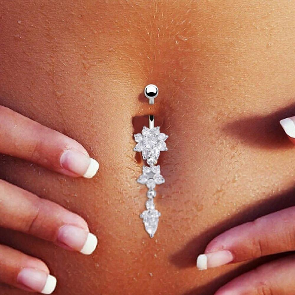 Crystal Ring Body Dangle Ball Barbell Bar Belly Button Navel Ring