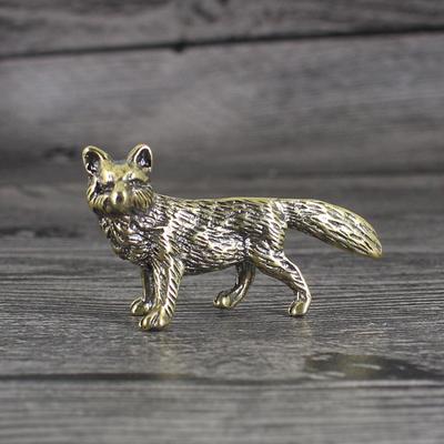 Pevné mosazné figurky Lišky Miniatury Stolní ozdoby Čaj Řemesla pro domácí mazlíčky Retro Socha malého zvířete