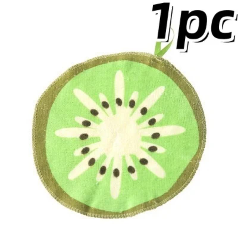 1/4Pc Hangable Fruit Pattern Dish Cloth Kitchen Wipe Hand Towel Microfiber Quick-Dry Water Absorbent Cleaning Rag Household Tool
