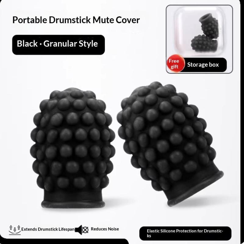 2Pcs Drum Mute Silicone Sleeves Weakened Sound Silencers, Practice Tips, Drumstick Head Rubber Sleeves For Quiet Drumming