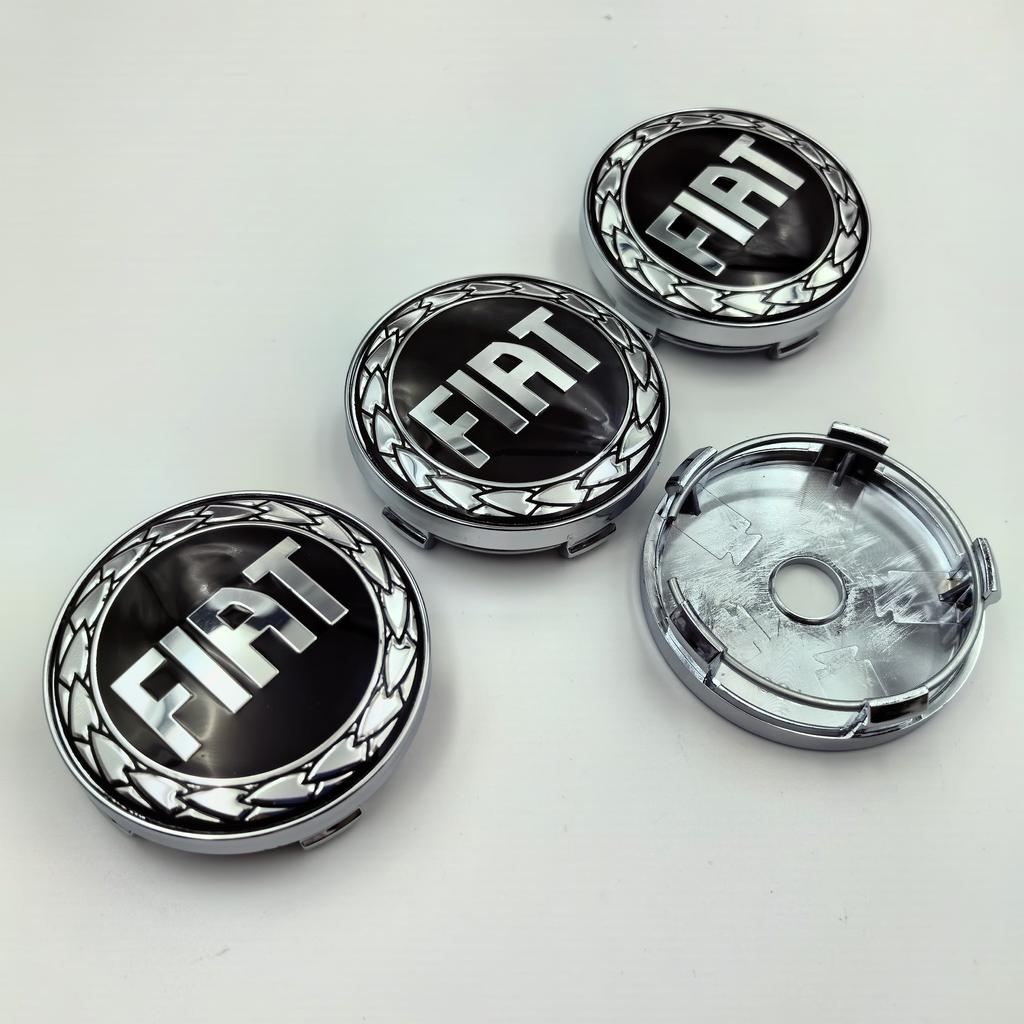 4pcs 60mm Fiat Logo Car Wheel Center Cap Hub Covers Badge Styling Accessories Silver Or Black Compatible with FIAT