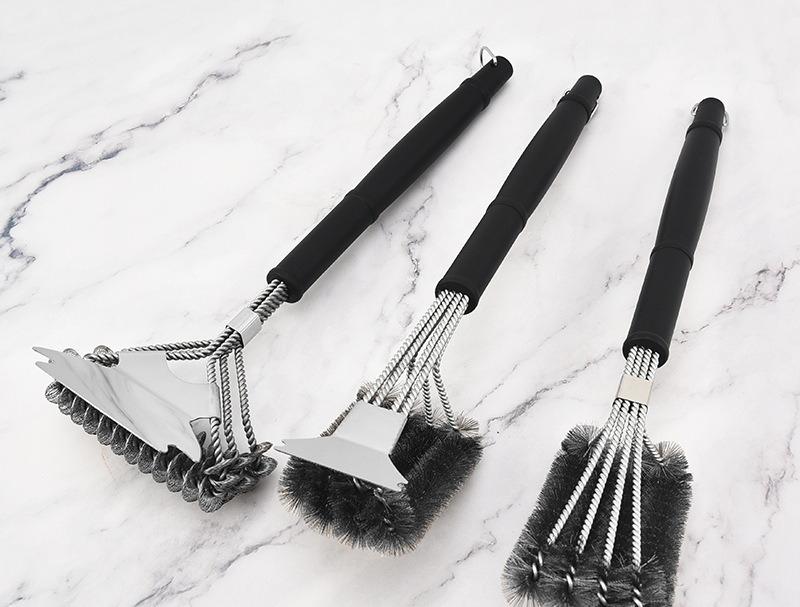 For Cast Iron Grates Outdoor Cooking Cleaning Tool With Grip Stainless Steel Spiral BBQ Grill Brush Rustproof Scrubber