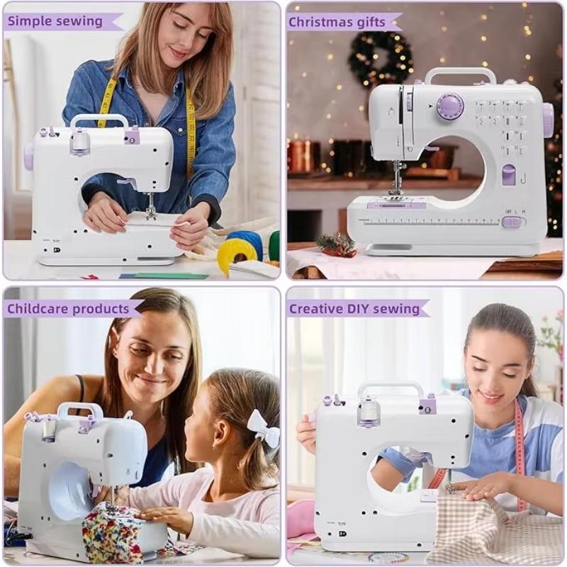 Electric Sewing Machine with Foot Pedal, Light, and Sewing Kit Tools for 12 Built-in Stitches and 2 Speeds, Extension Table