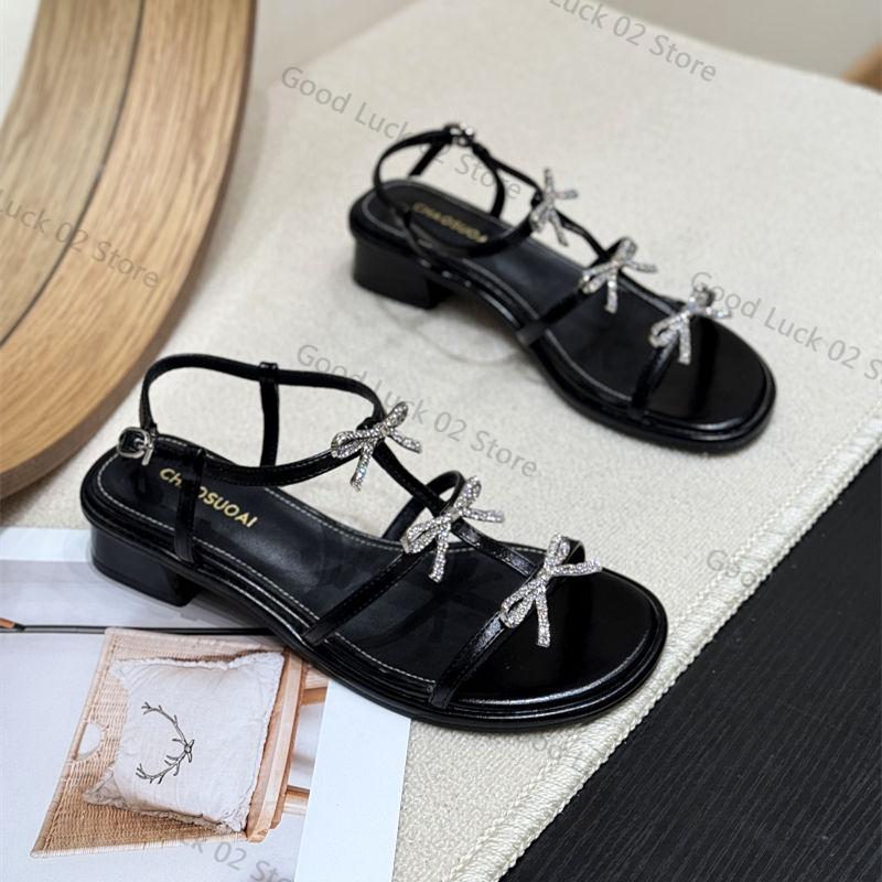 Fashion Women Sandals Mid Heels Crystal Fashion Shoes Summer Dress Elegant Woman Pumps 2025 New Trend Brand Designer Women’s Zapatillas