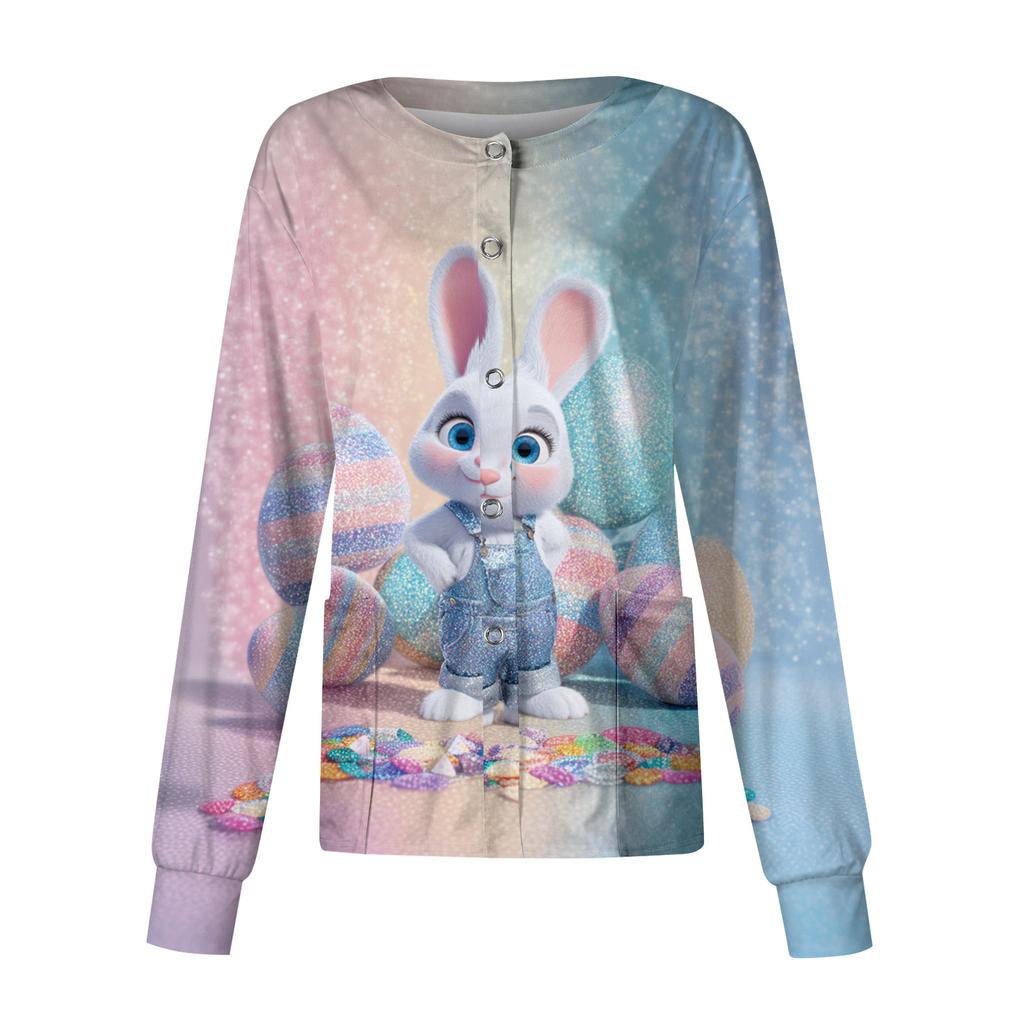 Women's Casual Long Sleeve Single Breasted Printed Dry- Top