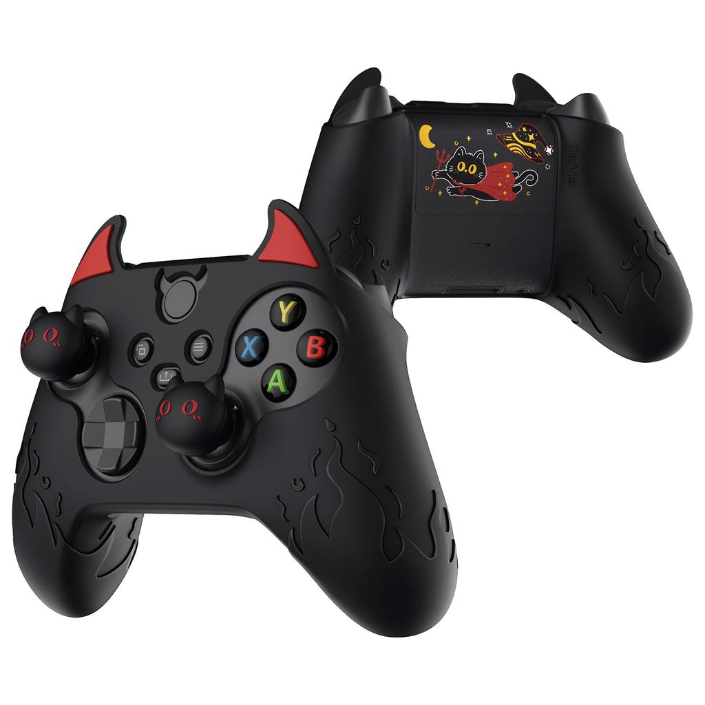 PlayVital Cute Devil Style Silicone Thumbstick Caps for Xbox Series X, Xbox Series S, and Xbox Core (Black)
