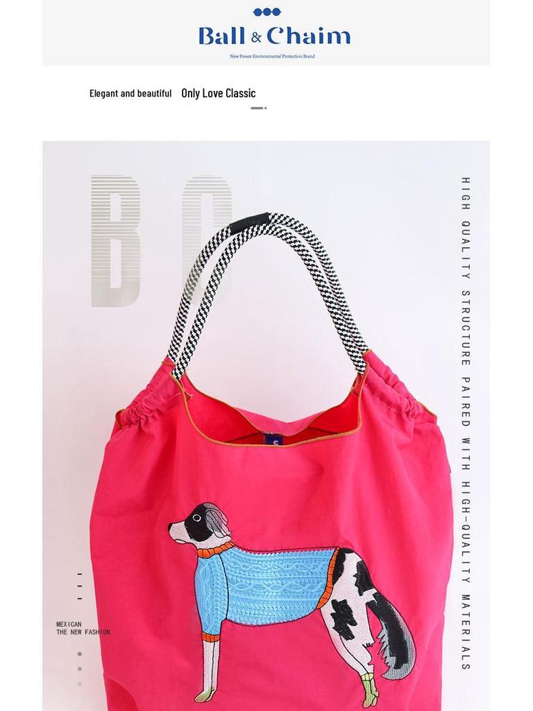 Women's Oxford Cloth Embroidered Handbag: Large Capacity, Nylon, Portable, Crossbody, and Shoulder Bag.