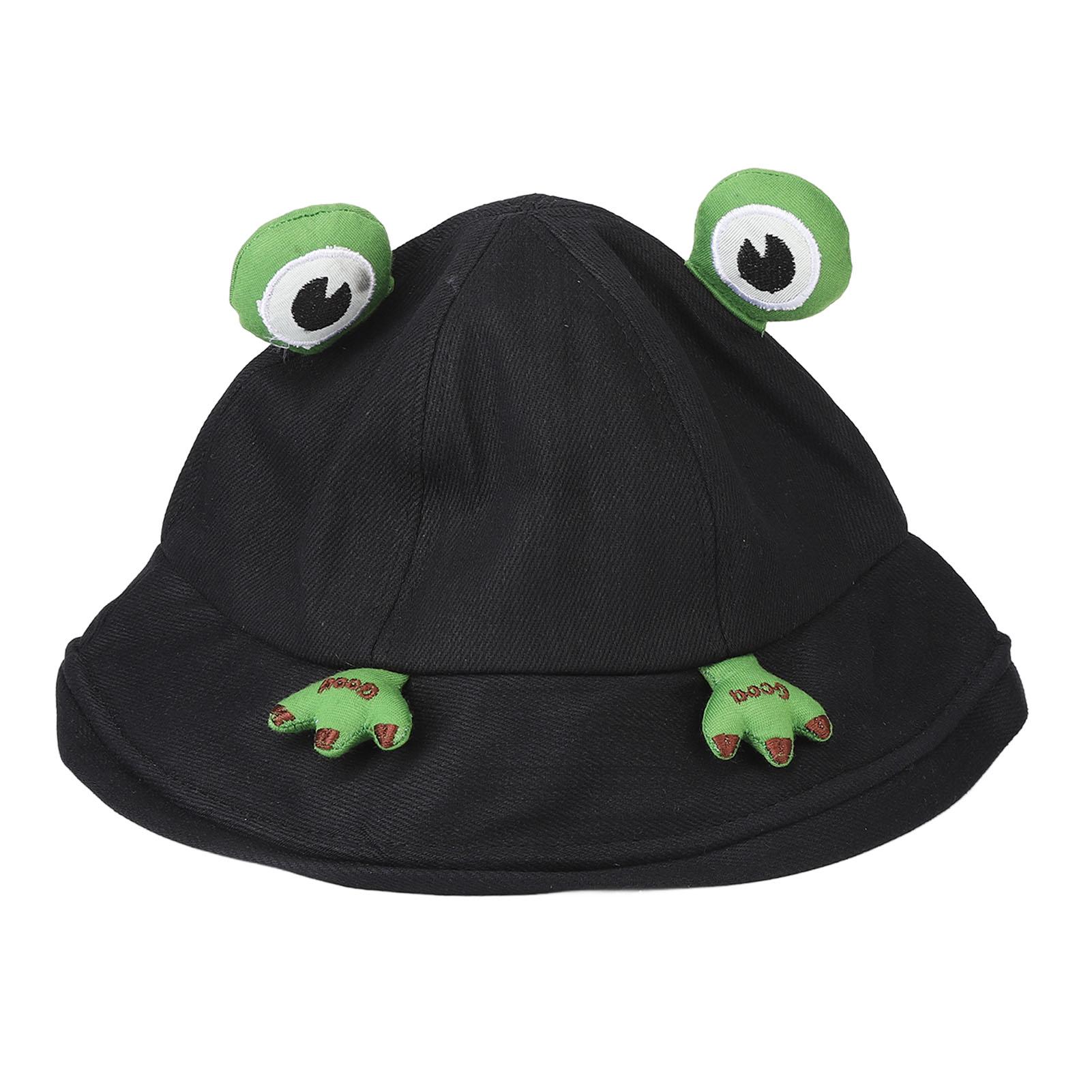 Chapeau Bob en Coton Unisexe Tendance Protection UV Large Bord Forme Animale Réglable Chapeau d'Été de Plage Black black