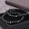 2pcs/set Beaded Bracelet Men 8mm Lava Tiger Eye Stone Bead Charm Men Bracelet Sets Jewelry Gift