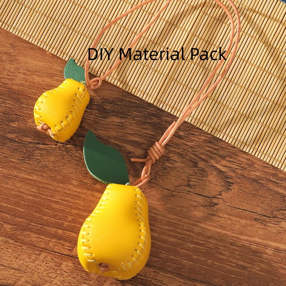 Pear Fruit Bag Pendant Cute Leather Keychain Lovely DIY Material Package Keyring  Women