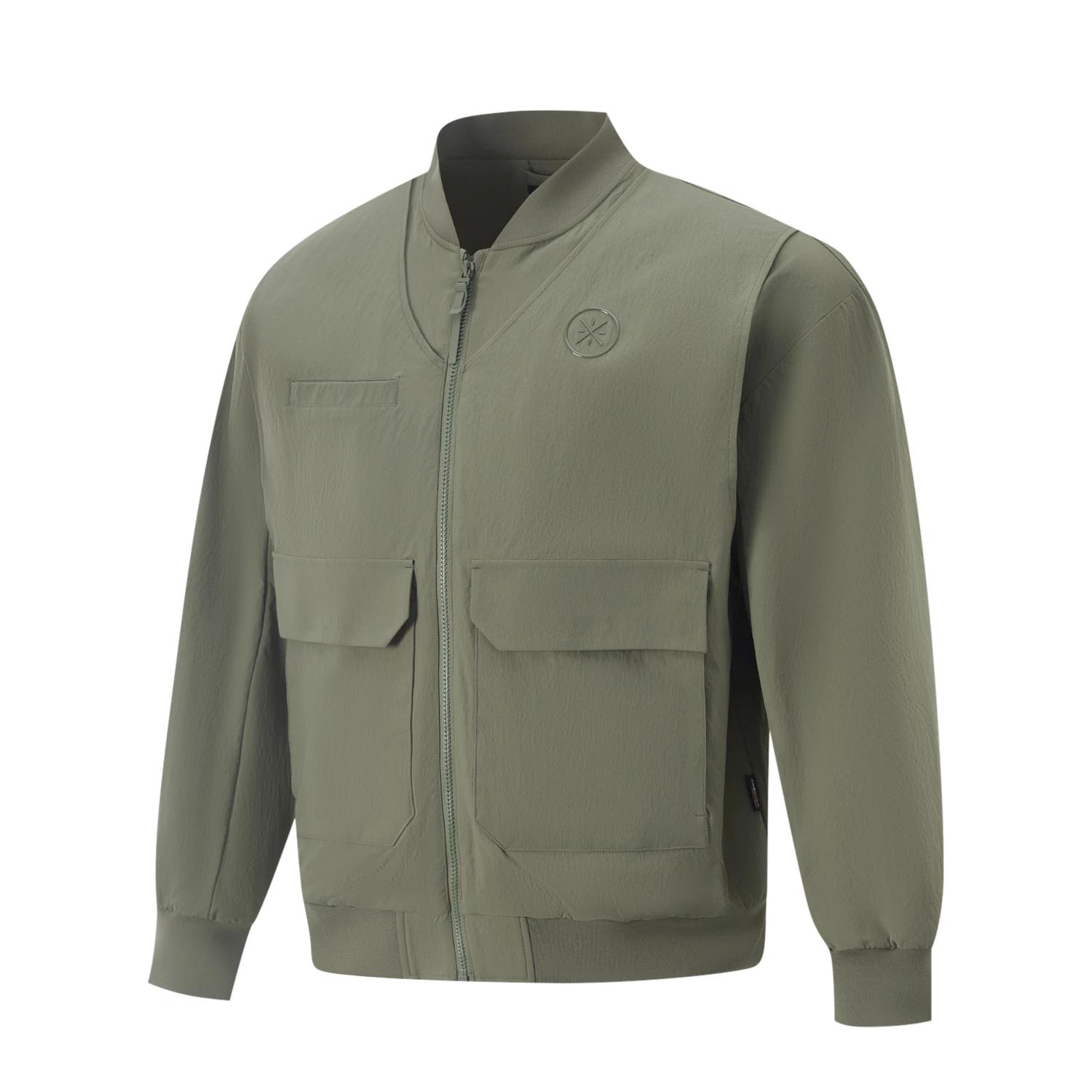 

Li Ning Wade Series Однотонная куртка на молнии, мягкая, универсальная, свободного кроя, мужская куртка AFDV089-2 M