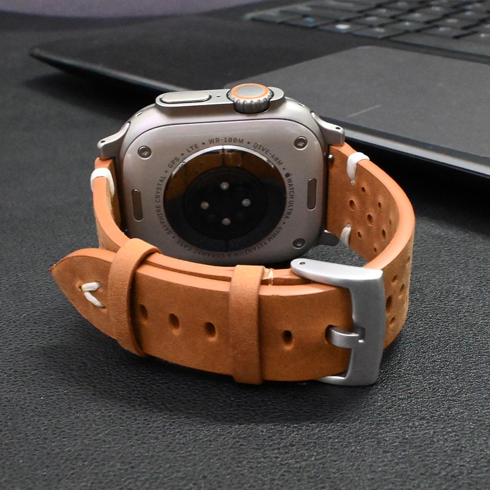 Echtes Lederarmband für Apple Watch Ultra 3 2 1 49mm Serie 11 10 46mm 9 8 7 45mm Titanarmband IWatch 6 5 4 Se 3 44mm Correa