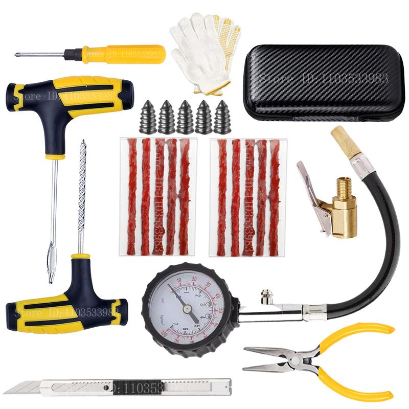 New Car Motorcycle Tire Repair Kit Puncture Plug Tools Tyre Puncture Emergency for Tire Strips Stirring Glue Repair Tool Kit