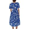 Women's Casual V Neck Short Sleeve Floral Print Dress Lightweight Midi Length Summer Dress with Wrap Style and Flared Hem
