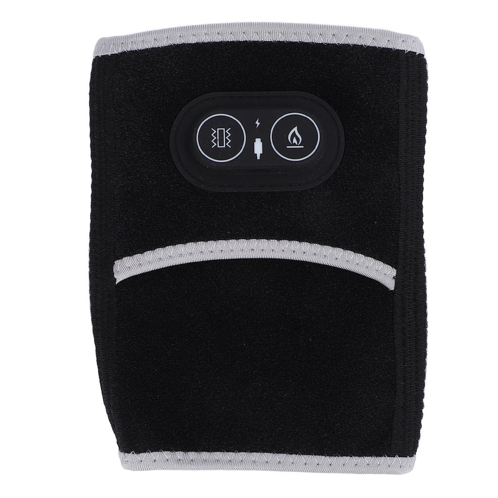 Elbow Heating Pad Wrap 3 Heating Levels Adjustable Hook Loop Fastener Vibration Heated Arm Brace Black