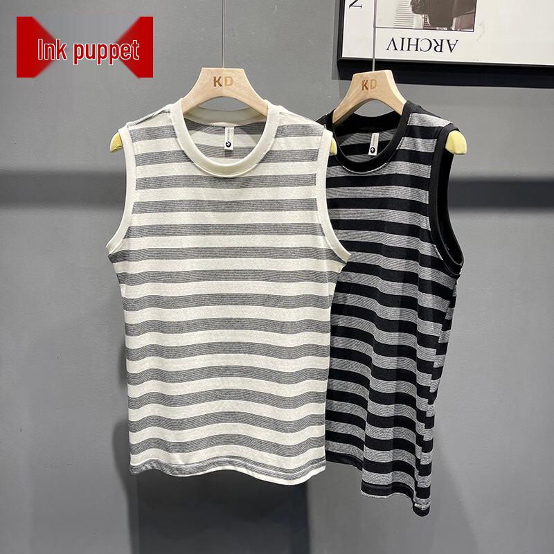 Men s Striped Breathable Sleeveless Vest L