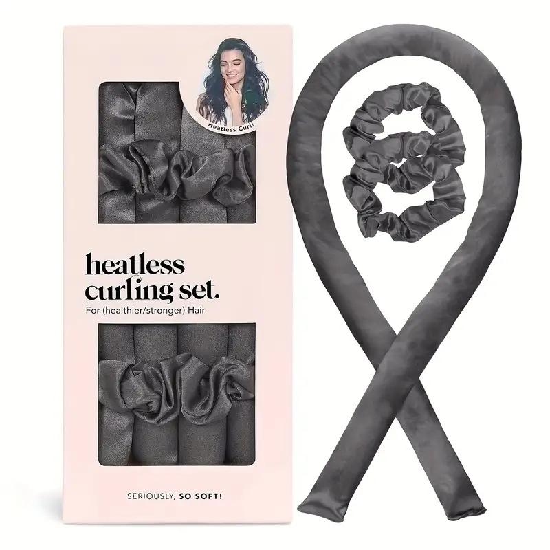 3Pcs Satin Tie-dye Lazy No-heat Curling Iron Artifact, No Hair Damage Hairdresser Cotton-filled Curling Iron Gift