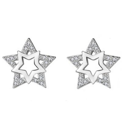 Brincos de pentagrama de vermiculita ligeiramente incrustados com diamante completo de temperamento