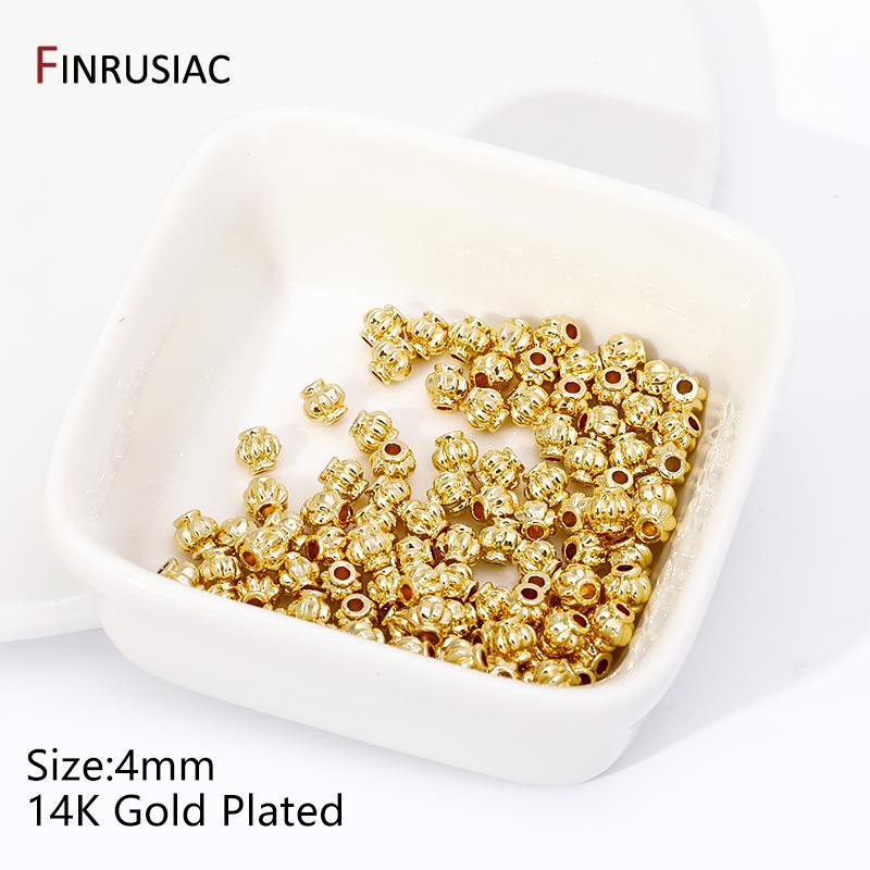 

14K/18K Gold Plated Brass Lantern Spacer Beads,Separator For Bracelet,Round Stripe Loose Beads For DIY Jewelry Making Supplies 20 pieces