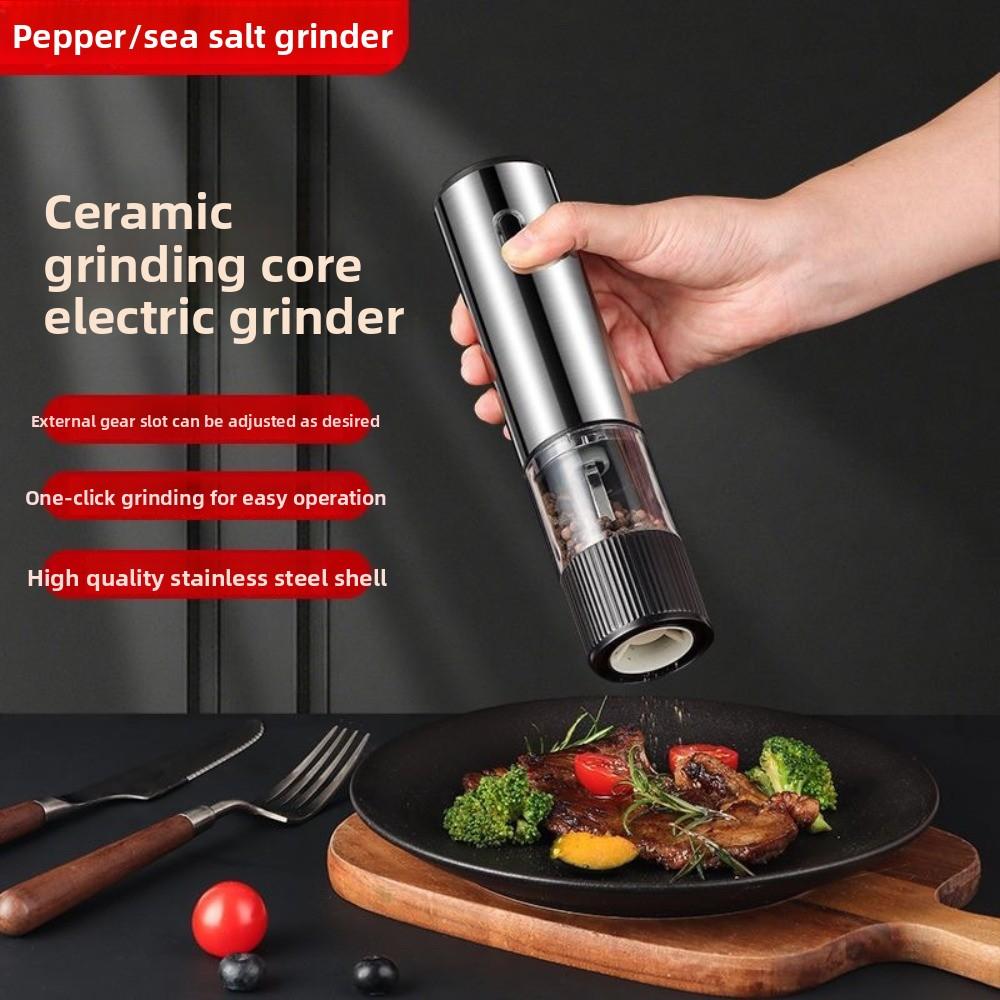 Adjustable Coarseness Electric Salt Grinder Large Capacity One Click Start Automatic Spices Grinder One Hand Operation Sealed