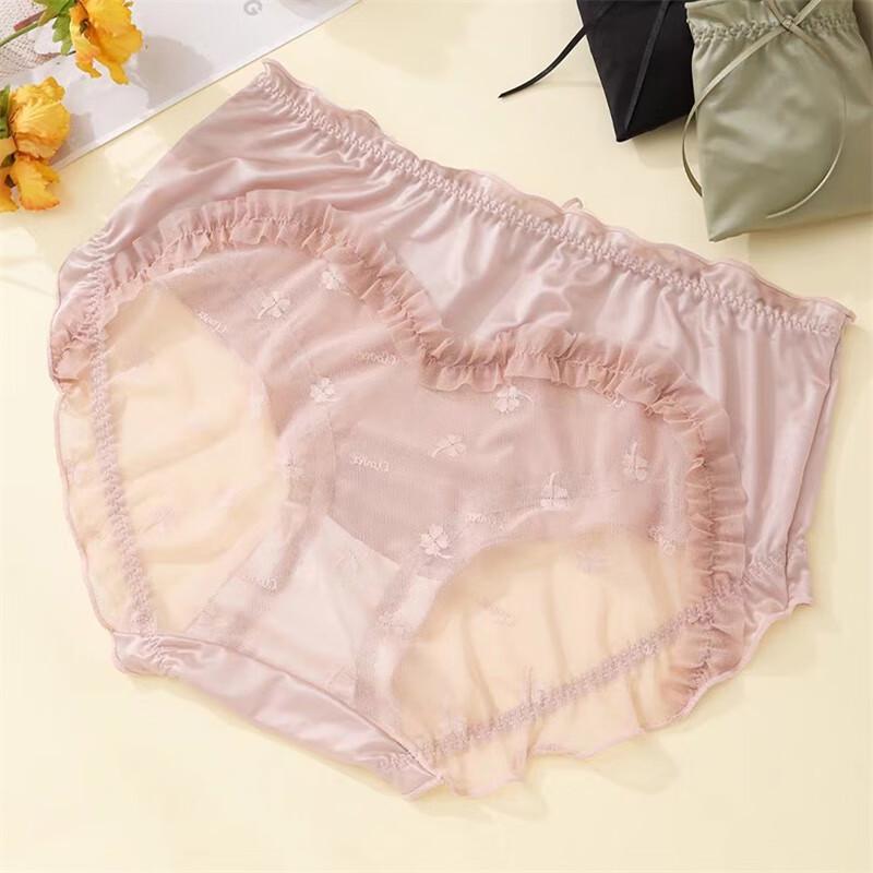 Ruizifen Women's French Silk Satin Lace Panties 3-Pack