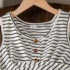 Girls' Fashionable Dress 2025 Summer Children's Casual Striped Sleeveless Dress