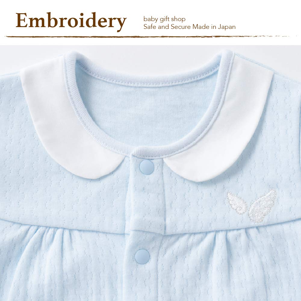 De All with Angel Wings Embroidery Snap Newborn Baby Cotton Made In Japan [Cream Coco] Double-faced 2-way [Crotch Replacement/2-way] 100% 50-70cm