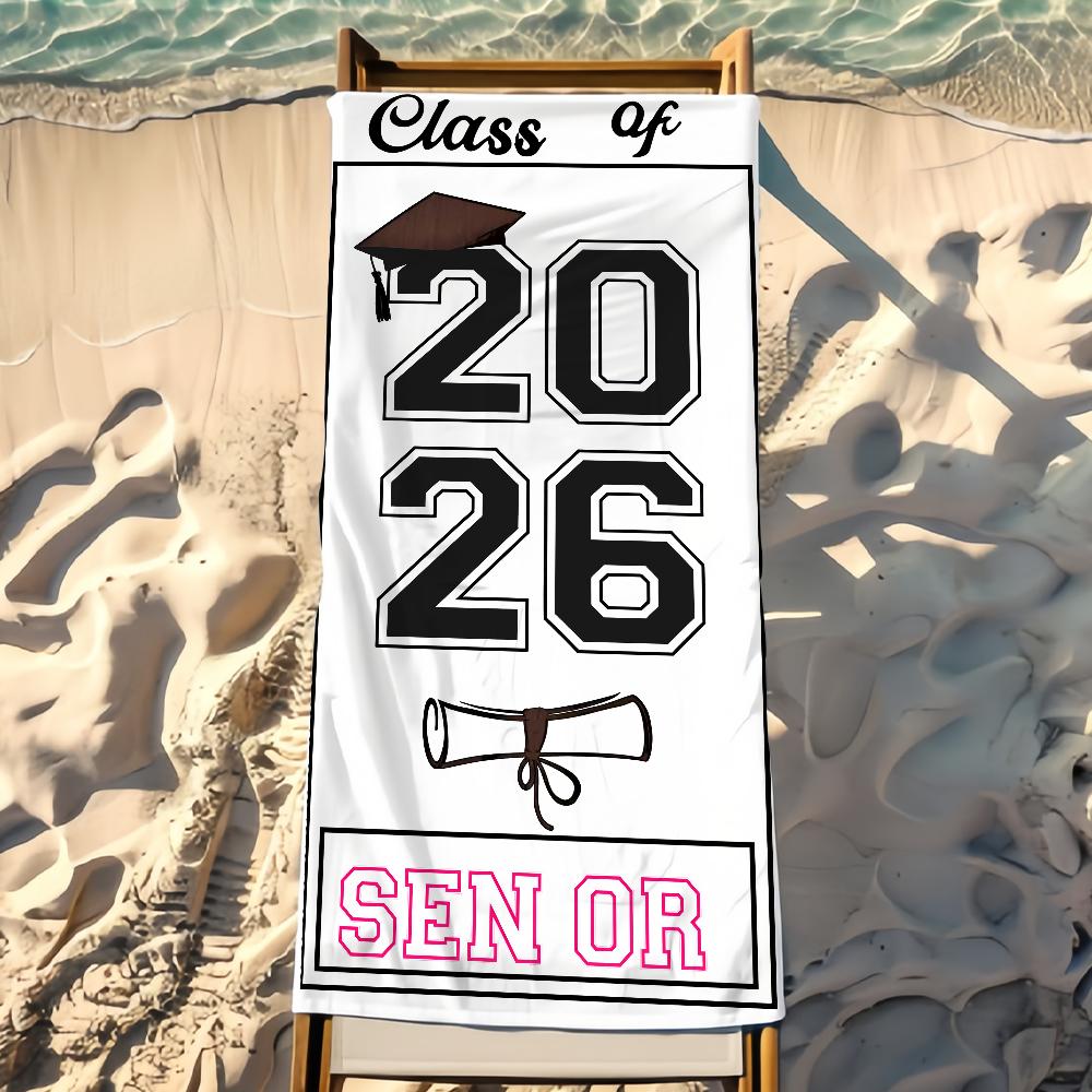 2026 Graduation Season Towel Beach Shower Bath Travel Lightweight Skin Friendly for Pool Camping Cruise Summer
