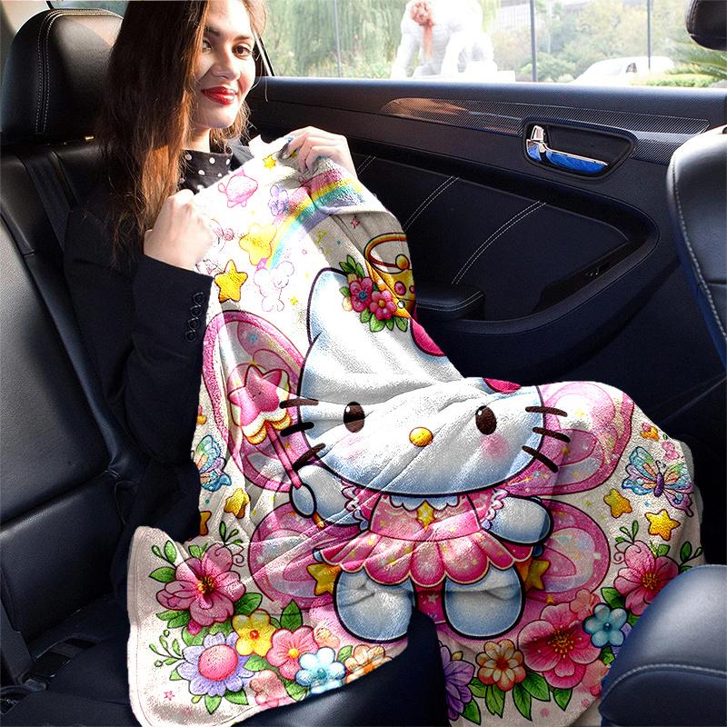 1pc Stars Rainbows Hello Kitty Blanket, Soft Warm Throw for Home Decor, Gift Idea for Family and Friend, Living Room, Travel, Camping, Car Blankets, B