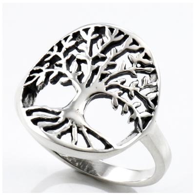 Handgefertigter Silberring „Baum des Lebens“ aus Silber (Rhodium) - 15mm