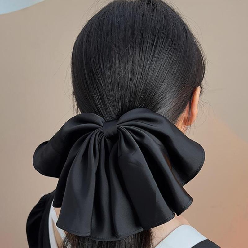 Black Big Bow Hair Clips for Women Elegant Lady Large Barrettes Hair Accessories Korean Hairpins Girls Headdress