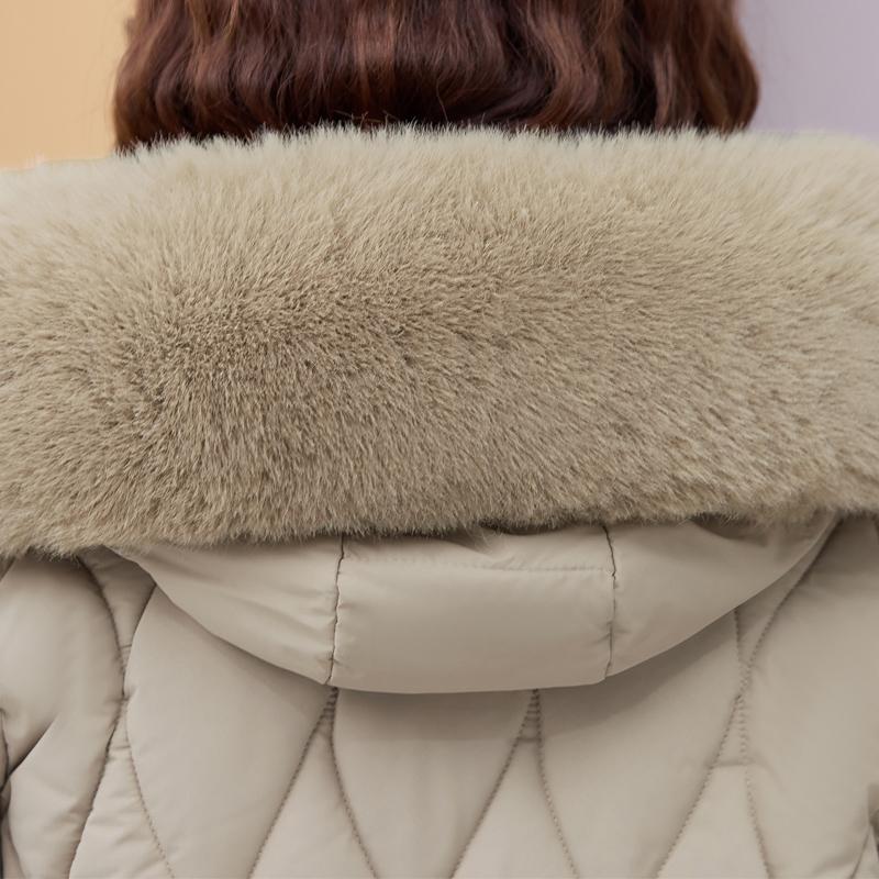 Winter Jackets Middle Age Woman Plus Size Outerwears Hooded Faux Fur Collar Thick Warm Casual Winter Coat Female Parkas