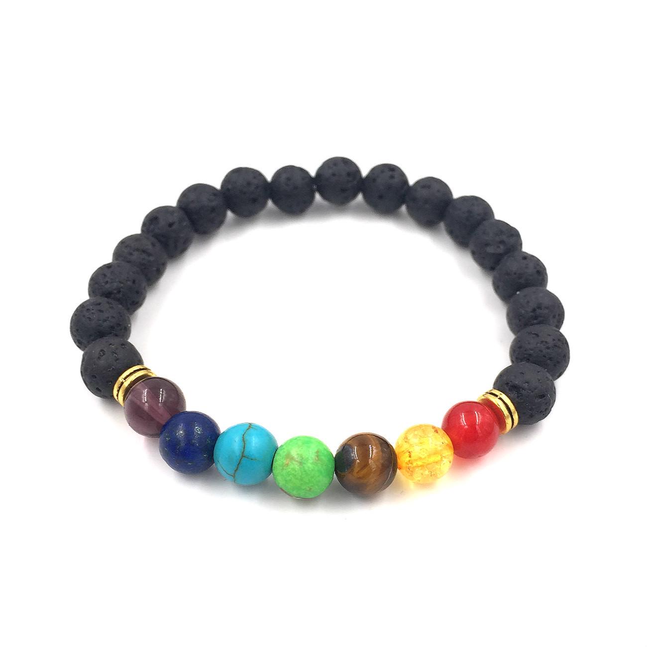 New Fashion Agate & Black Volcanic Rock Cross Prayer Beads Bracelet