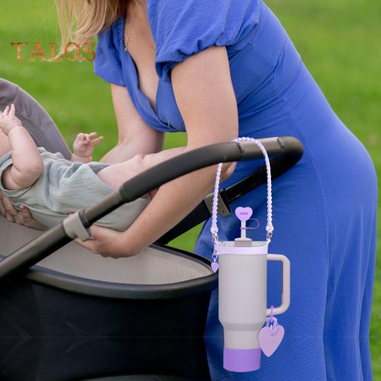 5-teiliges Trinkhalm-Set aus Silikon für 30/40-oz-Becher, inklusive Trageriemen-Anhängern, BPA-freies Becherzubehör für Hydroflaschen