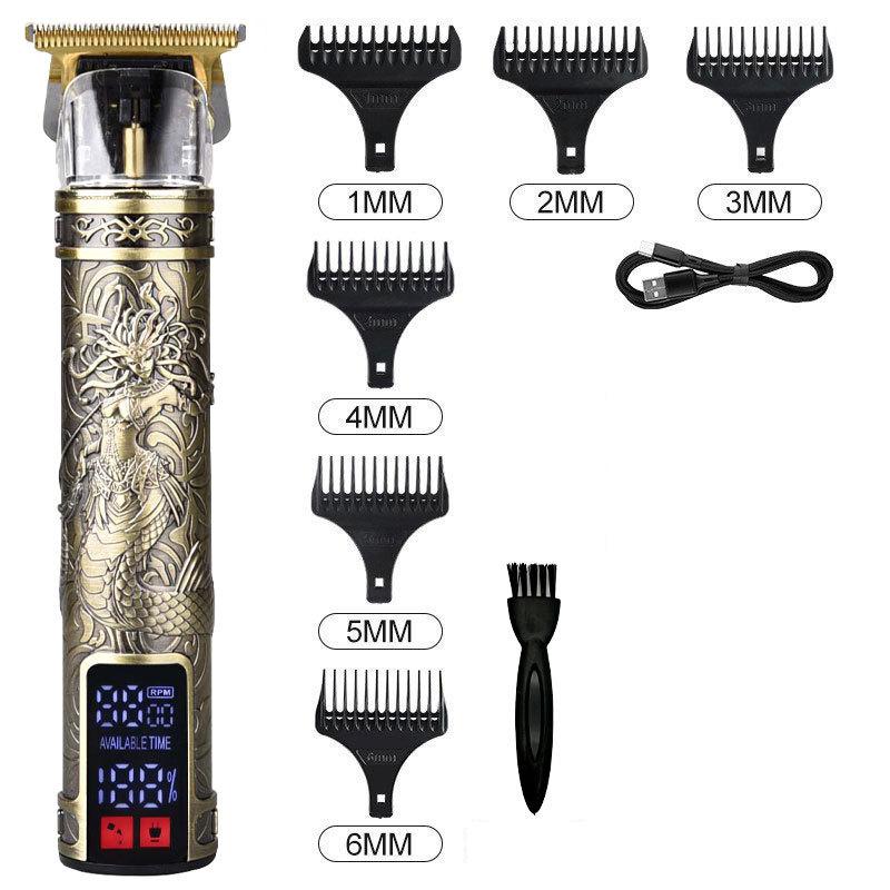 Stainless Steel Hair Clippers with Large Digital Display Electric Hair Clipper Professional USB Cordless Clipper Professional Beard Trimmer