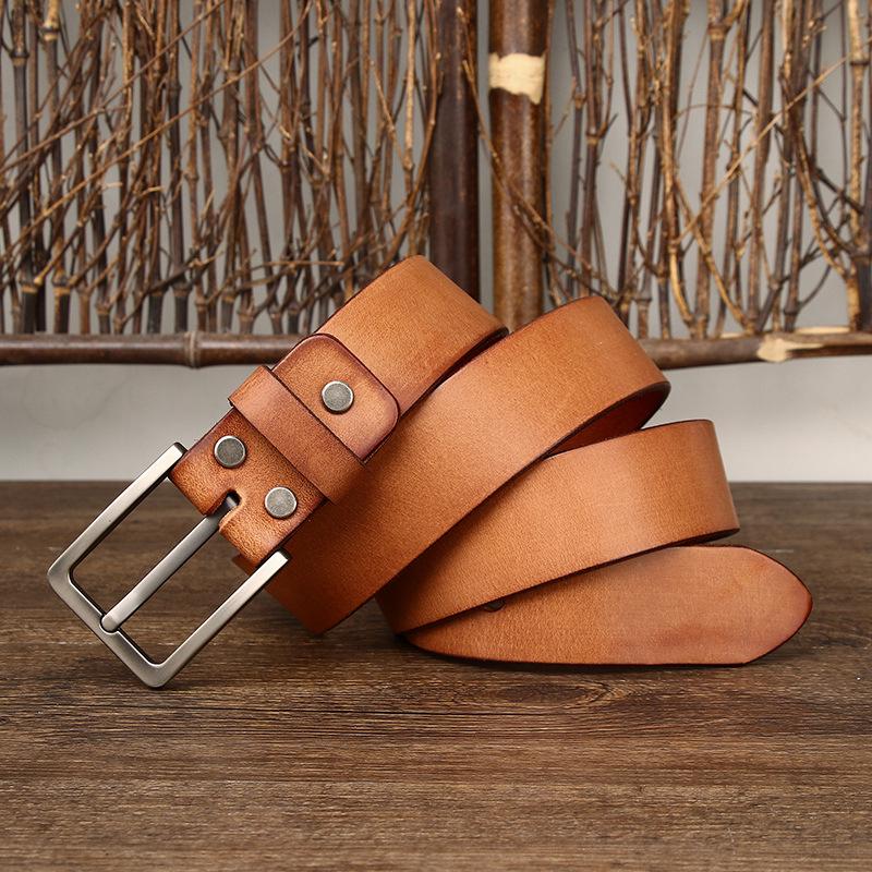 

3.8CM Wide Korean Style Washed Retro Men s Genuine Leather Belt 110cm