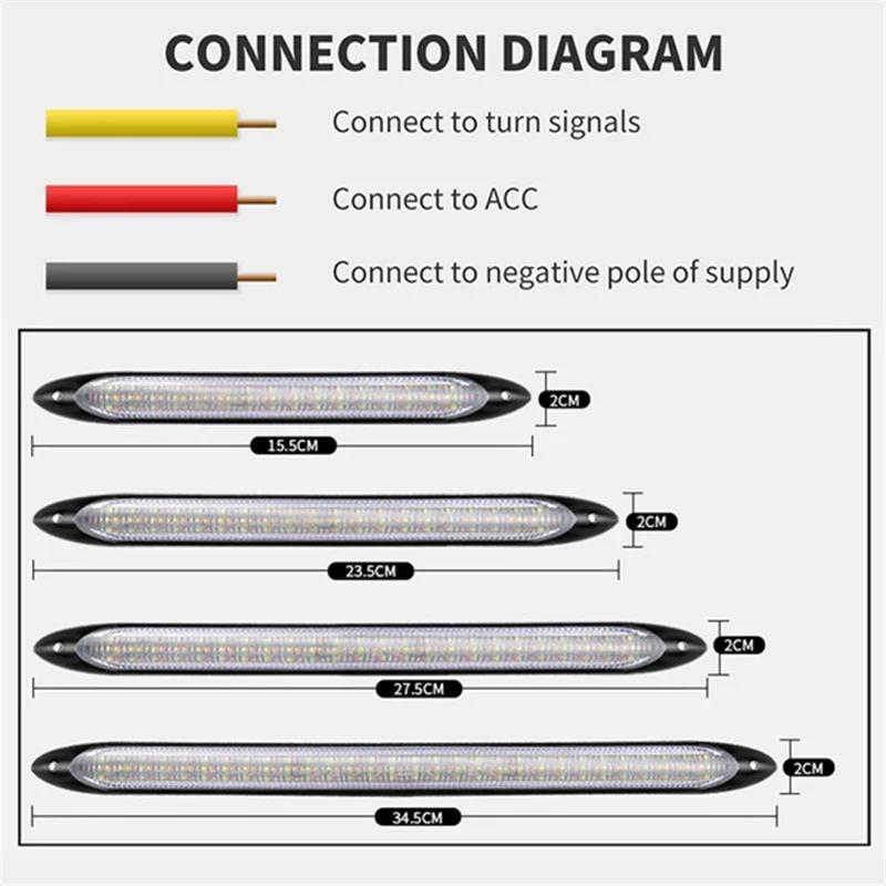 2pcs Led Daytime Running Light Waterproof Streamer Turn Signal Lamp (Length:15.5/23.5/27.5/34.5cm)