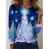 Christmas Women's T Shirt Graphic Christmas Tree Vintage Fashion Stylish Long Sleeve Crew Neck Regular Tops