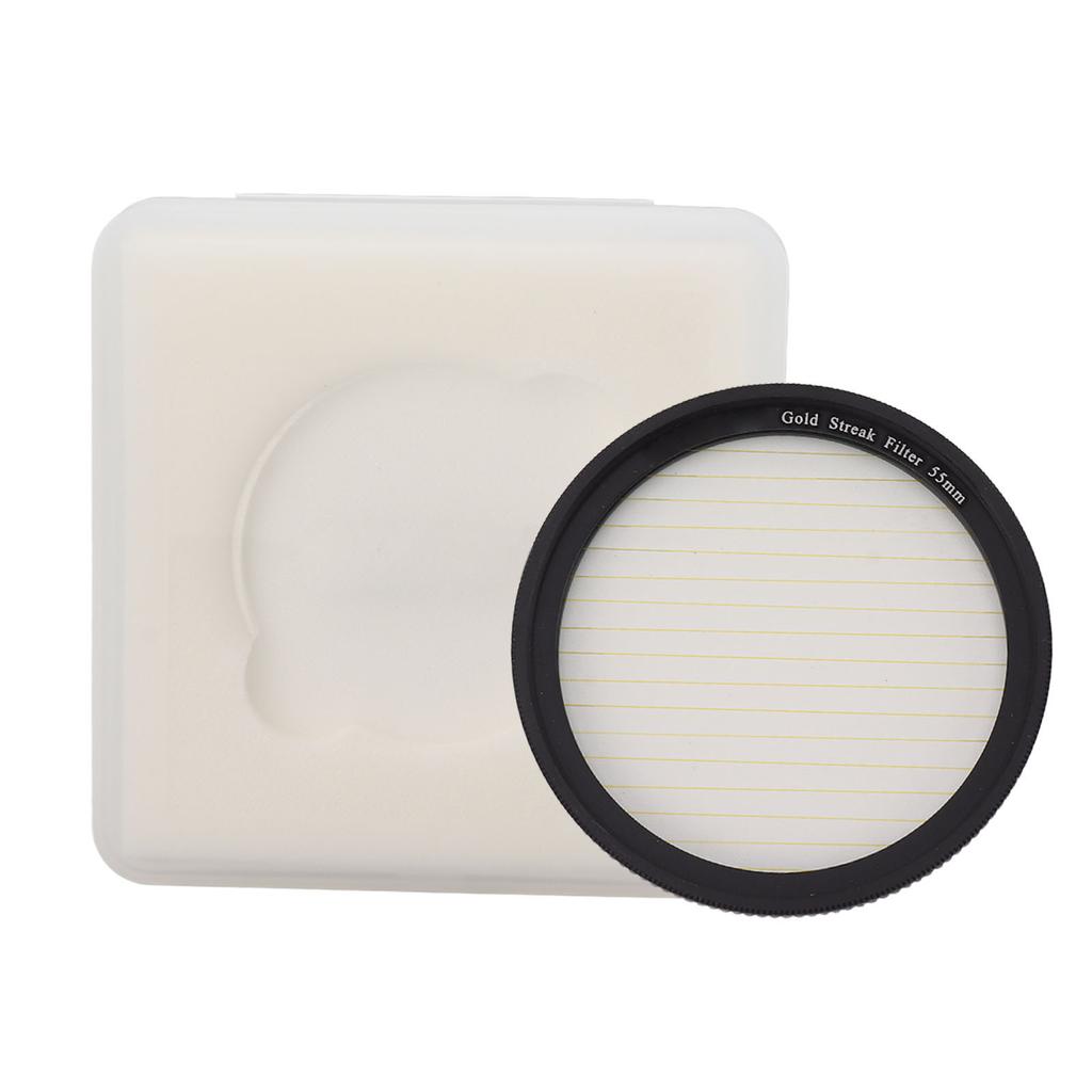Gold Streak Filter Light Flare Effect Filter Optical Glass Camera Lens Filter with Case for Photography Nightshoot