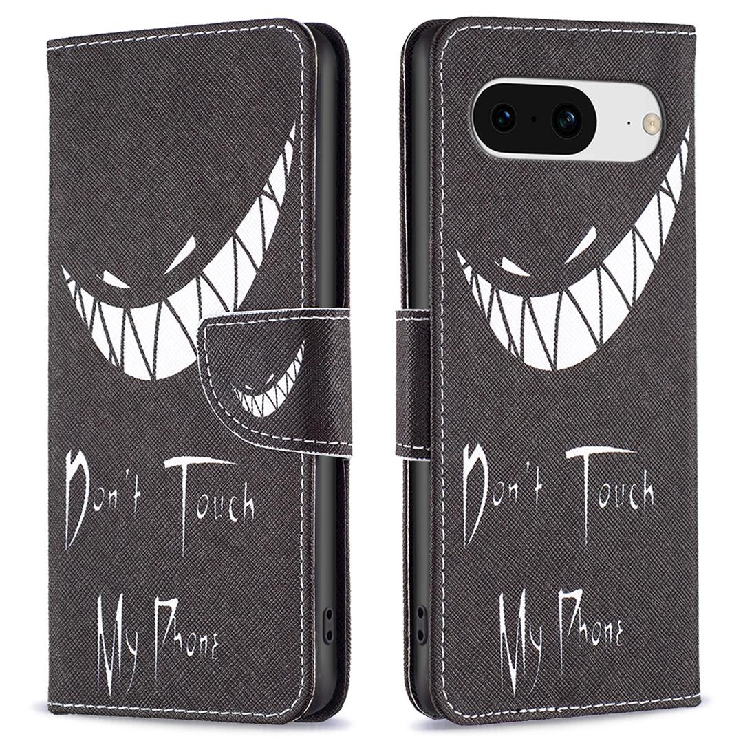 

For Google Pixel 8 Pattern Printing Leather Wallet Phone Cover Flip Stand Protective Case F