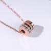 Cylinder diamond pendant titanium steel necklace