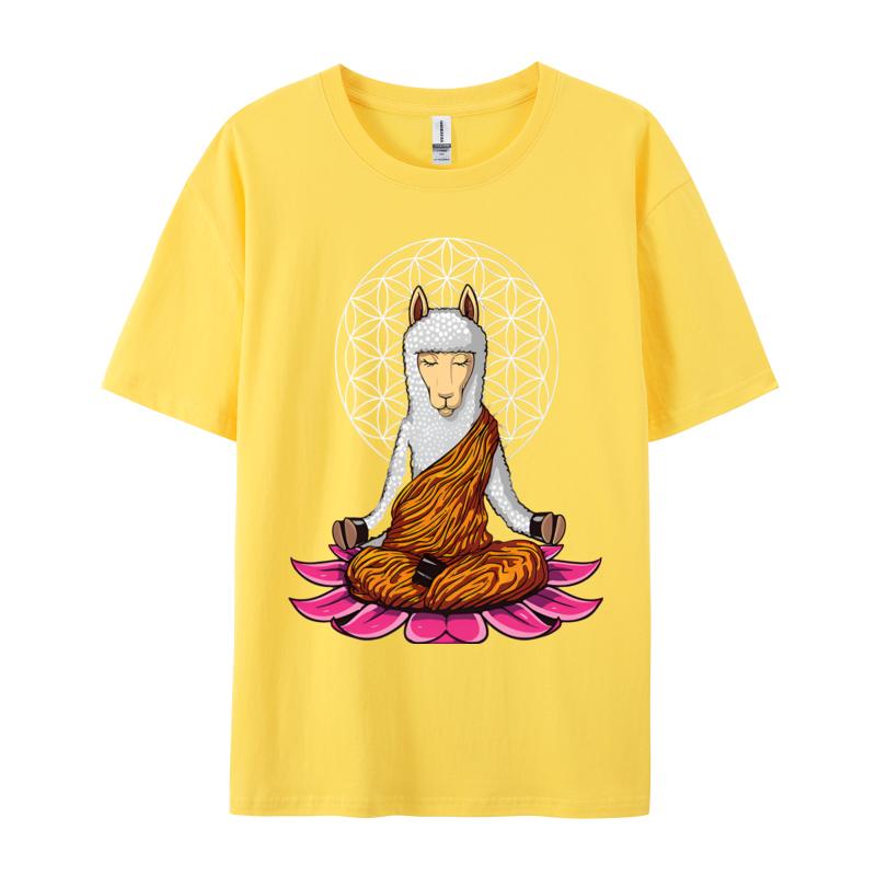Llama Buddha Zen Yoga Alpaca Meditation TShirt T Shirts Funky Unisex T Shirt Leisure Cotton T Shirt Design