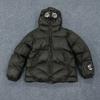 Loose Solid Color Hooded Zip Up Puffer Jacket Streetwear Badge Decor Winter Warm Cotton Coat