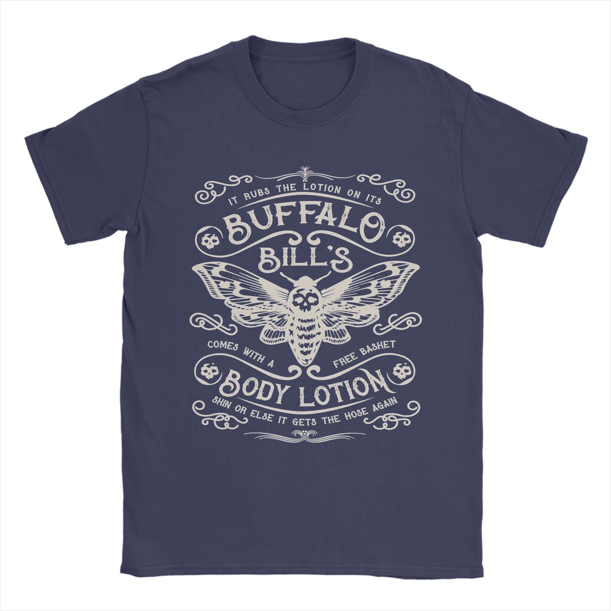 

Mens Buffalo Bill Body Lotion Deaths Head Moth T Shirts Cotton Tops Cool Short Sleeve Round Neck Tees 4XL 5XL TShirts 4XL