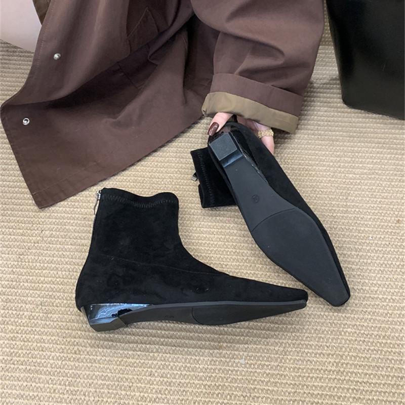 Moda Marka Bailamos Damskie Botki Zamszowe Ciepłe Damskie Buty Zimowe Kwadratowy Nosek Casualowe Chelsea Trend Niskie Obcasy Śniegowce Mujer