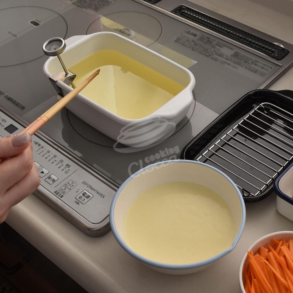 Fuji Enamel Square Tempura Pot, IH Compatible, with Thermometer, Frying Net, and Tray, Light Gray, TP-20K.LG