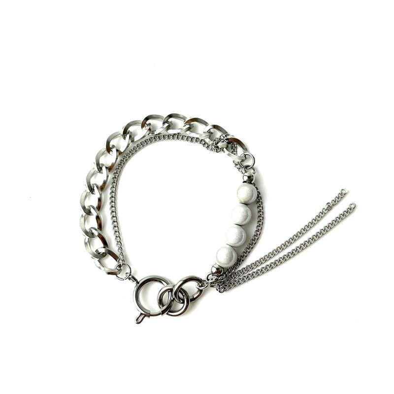 Geometric Reflective Bead Bracelet With Tassels For Unisex Fashion Accessory